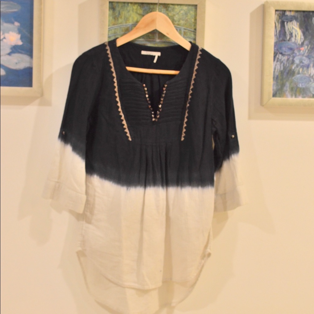 Dip-dyed peasant top